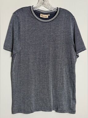 Amongst Others Navy and White Textured Short Sleeve Tee - Men Size M